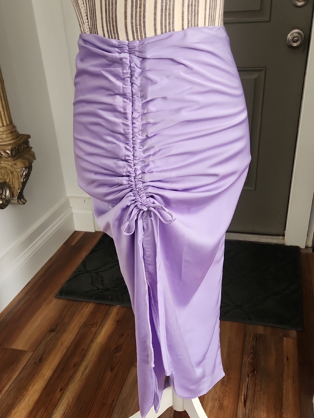 Do + Be Lilac Ruched Drawstring Midi Skirt - S - Picture 7 of 11